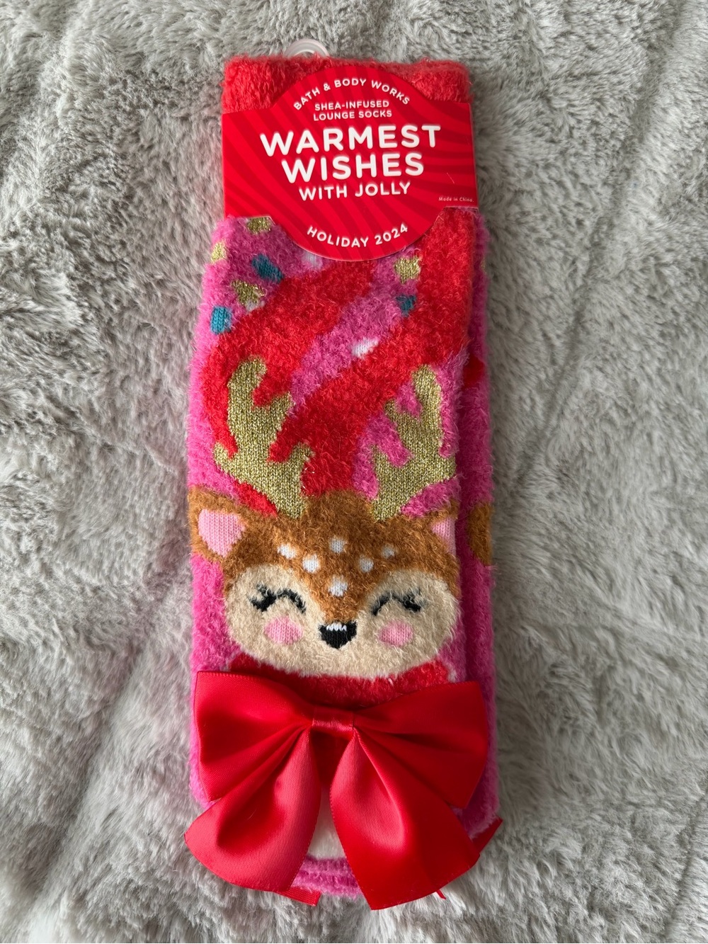 NWT Bath & Body Works Holiday Reindeer Lounge Socks with Shea Butter, OS